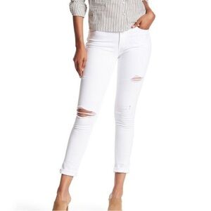 Joe's Jeans Ex Lover Distressed Cropped Jeans White Size 27